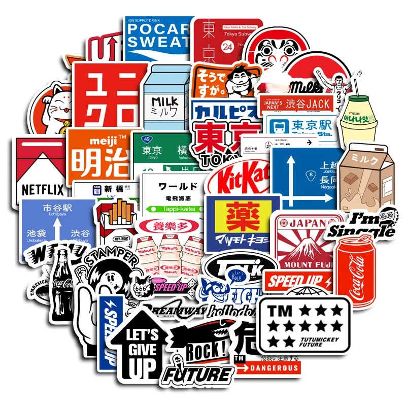 Tokyo Story Cartoon Luggage Sticker 50pcs Laptop DIY Waterproof Sticker