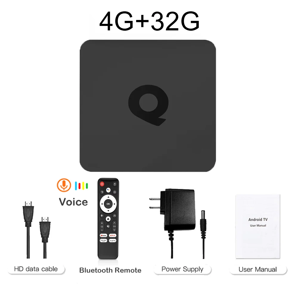 סטרימר טלוויזיה חכם 4K Ultra HD עם WiFi כפול 2.4G/5G, שלט קולי, BT 5.0, ממיר טלוויזיה לבידור ביתי