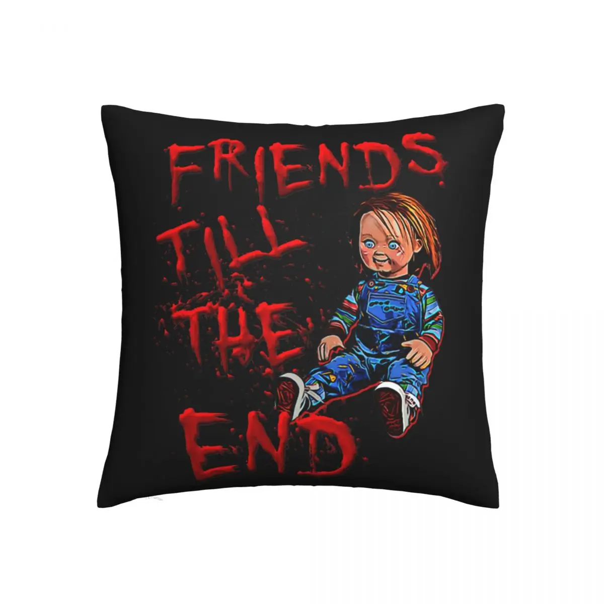 

Friends Till The End Pillow Cases 80s Scary Horror Good Guy Chucky Cushion Cover Awesome Decorative Pillowcase for Home 45*45cm