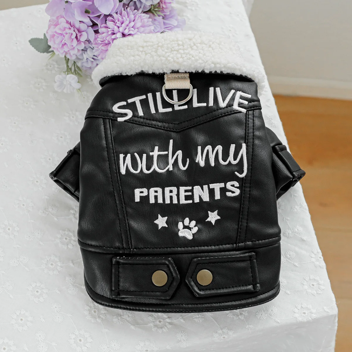Pet Leather Fur Collar Fur Coat - PeticaDeals