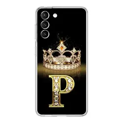 Diamond Crown Letter Phone Case - Soft Clear Cover with 26 Letter Options - Samsung S20 FE (B9)