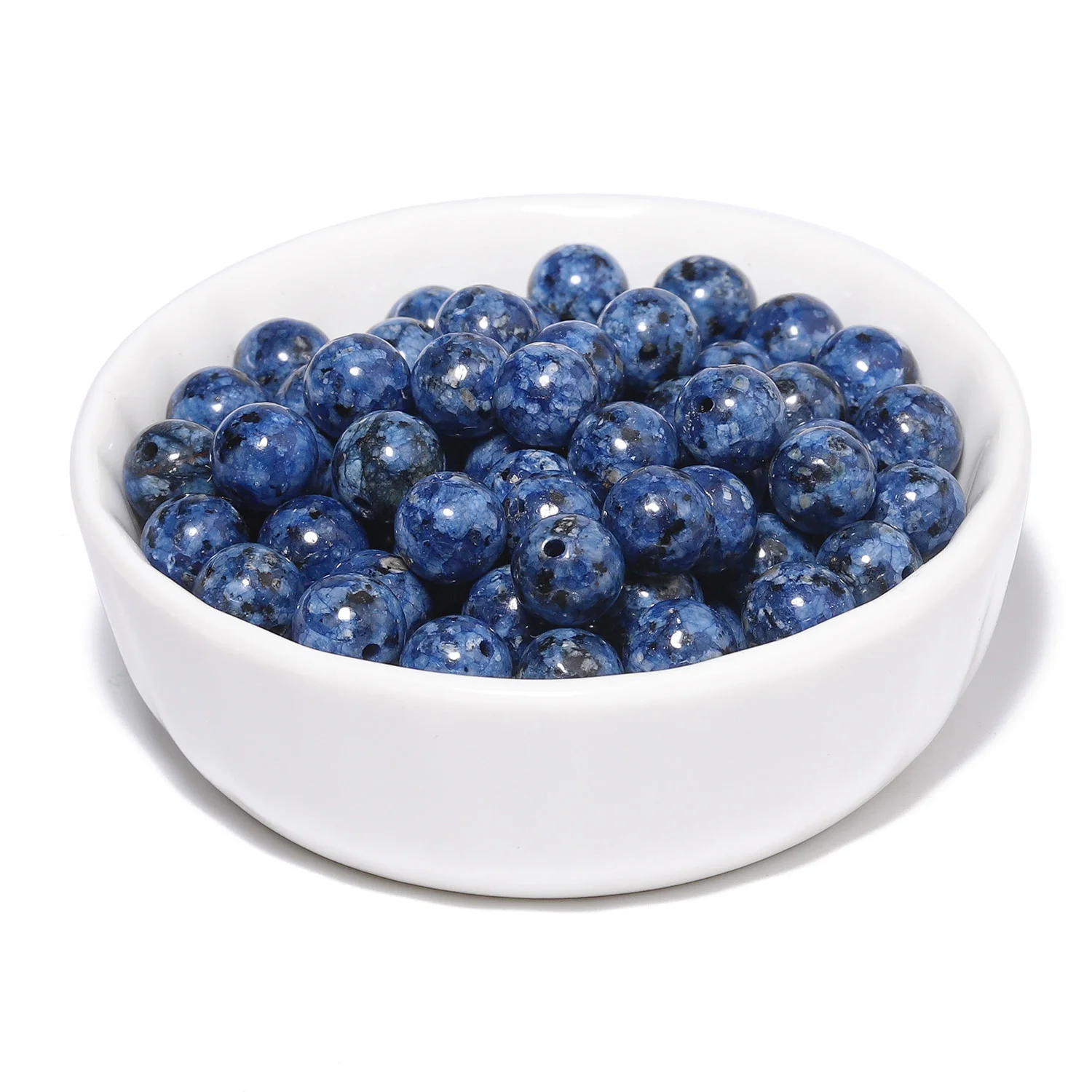 Natural Blue Spotted Jasper Round Stone Beads - Image 2