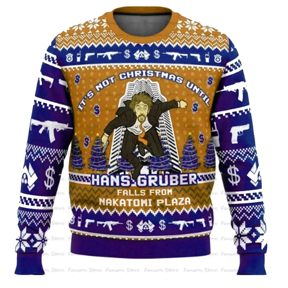 Hans Gruber Autumn Nakatomi Plaza Ugly Christmas Sweater Men's and