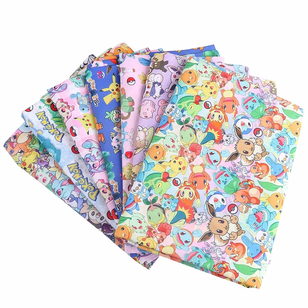 

45*140cm Japanese Anime Pokemon Pocket Monster Peripherals Polyester Fabric DIY Sewing Patchwork Quilting Kids Clothes Material