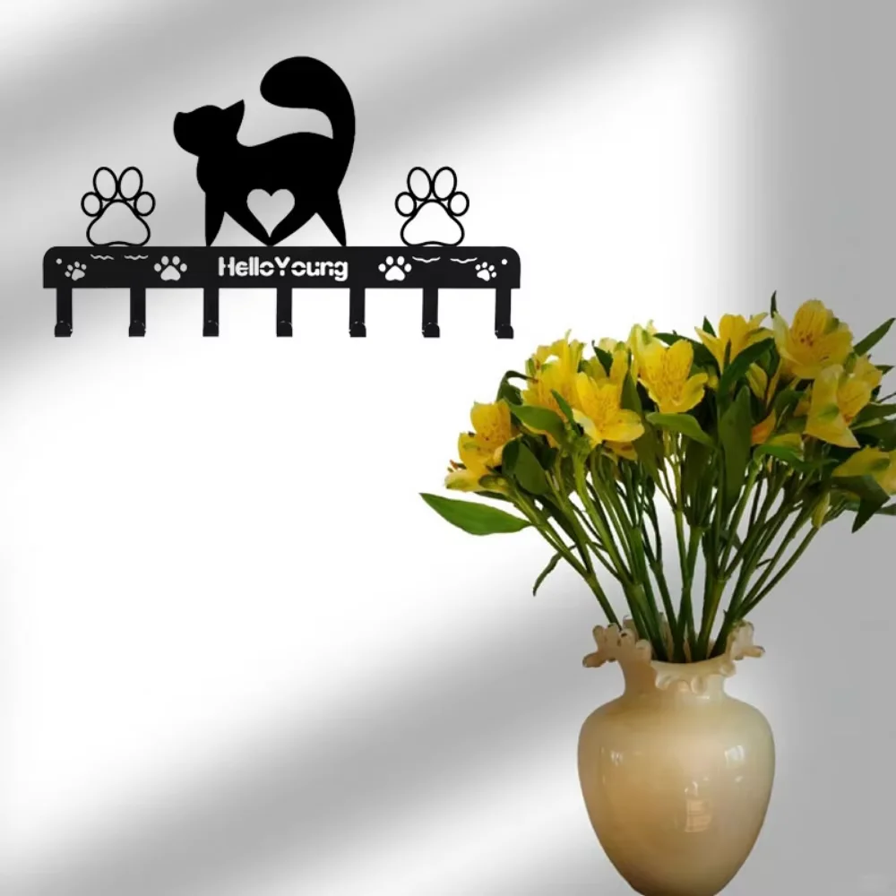 1pc Delightful Iron Art Metal Paw Pet Cat Hanger 7 Hooks Coat Key Lead Leash Wall Rack Holder Organizer Towel Rack Storage Rack 6
