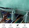 Inyahome Water Blue Velvet Soft Solid Decorative Throw Pillow Cover with Tassels Fringe Boho Cushion Case for Couch Sofa Bed 3
