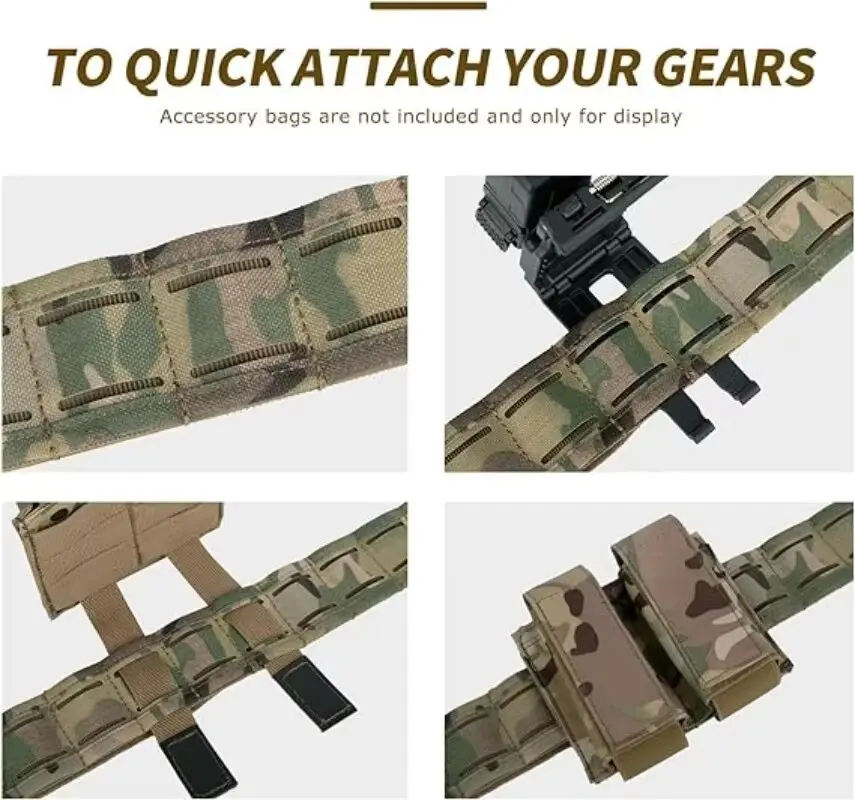 Tactical Belt 3 IN 1 Laser Cut Quick Release Buckle MOLLE Combat Shooting with Inner & Back Support Pad tactical belt