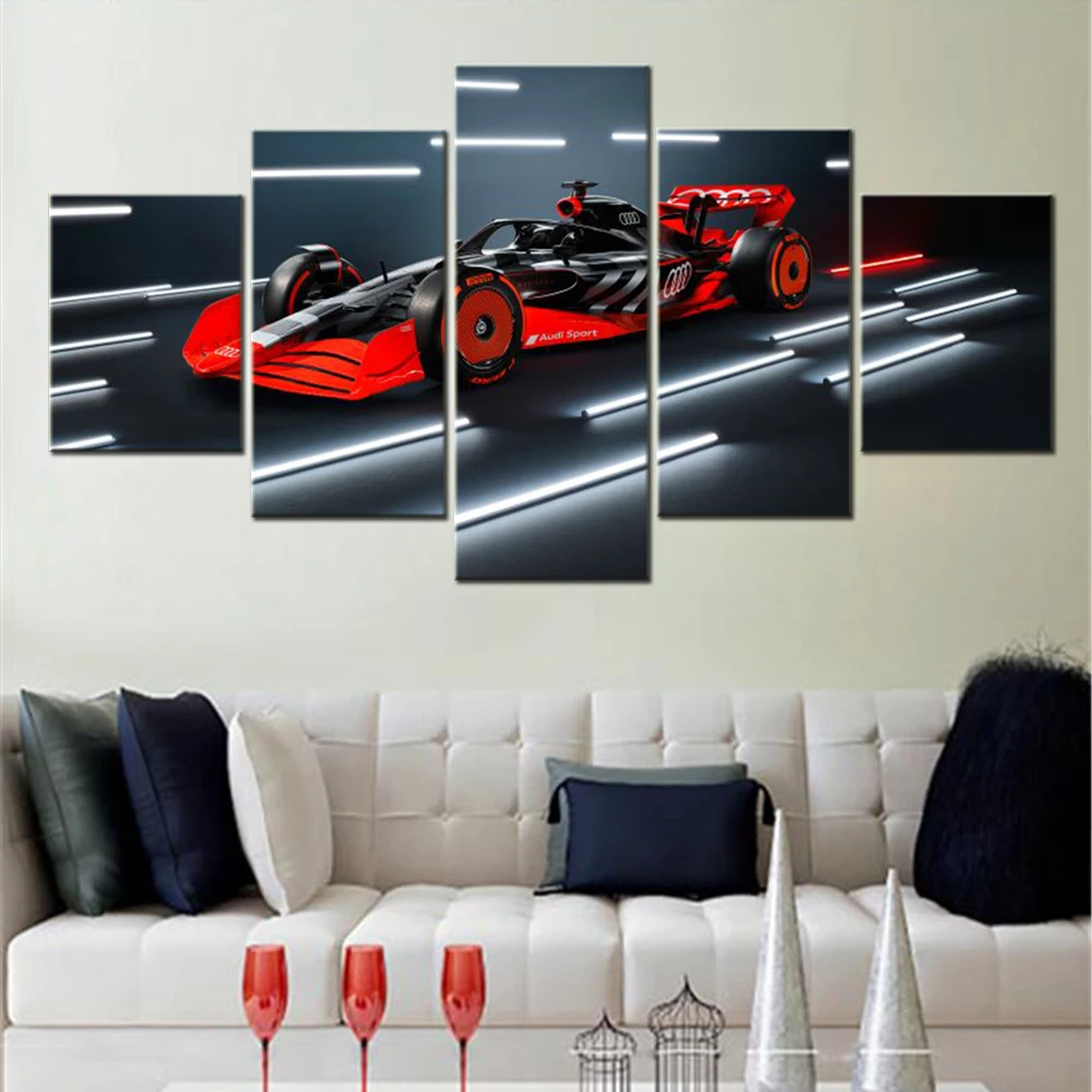 

5 P Pieces Canvas Wall Arts Poster Painting Cars Audi F1 Launch Livery Wallpaper Home Decoration Living Room Pictue Print Mural