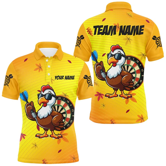 Polo graphique fléchettes pour hommes, nom personnalisé, bouton à revers, imprimé en 3D, tendance, surdimensionné, respirant, hauts de sport 1