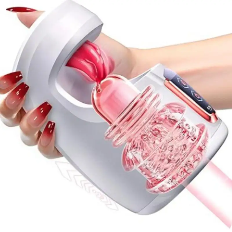 Sex Toys for Men Tongue Licking Male Masturbator Pocket Pussy Telescoping Penis Trainer Blowjob Sex Machine Stroker Adult Goods