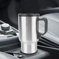 Camping Travel Kettle Electric Heating Car Kettle Vehicle Heating Cup 12V 450ml Stainless Steel Water Coffee Milk Thermal Mug 4