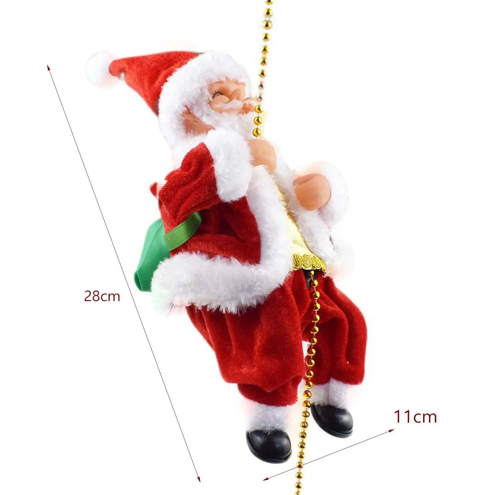 

Christmas Santa Claus Climbing Beads Chain Festive Figurine Plush Doll for Mantel Christmas Tree Party Bedroom Window Decoration