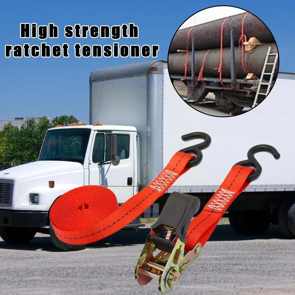 Ratchet Tie Down Cargo Straps Lashing Package Webbing Secure Motorcycle Moving Belt Ratchet Straps Hauling Hold Tru V5X1
