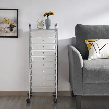 Rolling Cart Organizer Trolley with 10 Storage Drawers 4