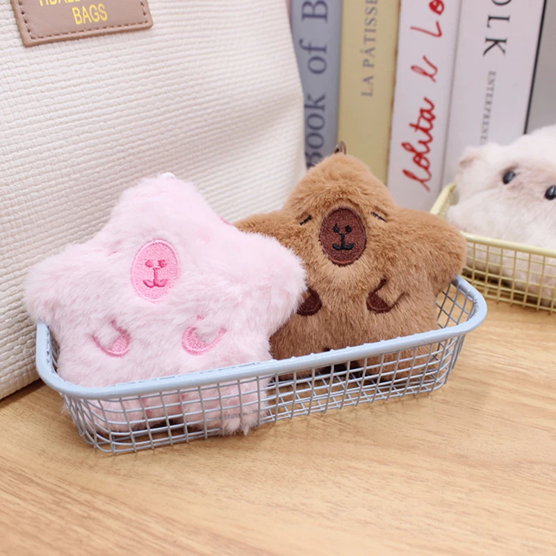 Cute Squeaky Capybara Plush Keychain Lovely Cartoon Animal Star Keyring Kawaii Bag Pendant Backpack Decoration For Couple Gifts 4