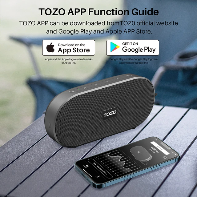 TOZO PA1 Bluetooth Speaker with 20W Stereo Sound 25H Playtime IPX7 Waterproof Portable Wireless Speaker with EQ Mode APP Control 3