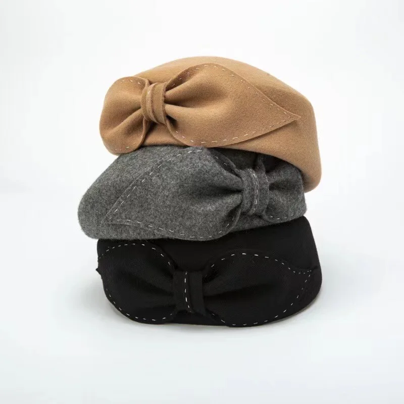 

2023 New Autumn and Winter Japanese Style Simple and Casual Women's Vintage Day Wear Pumpkin Hat, Woolen Fabric, Forward Hat, Fe