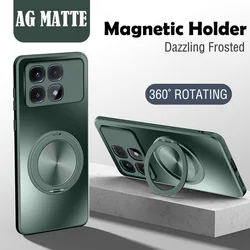 Xiaomi Hard Matte Magnetic Protective Phone Case with Ring Holder for Xiaomi 17 pro (Green)