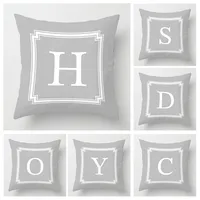 Nordic fall home decor autumn throw pillow case sofa Cushion cover velvet modern 45x45cm 45*45 50x50 60x60cm 40x40 50*50 letter 1