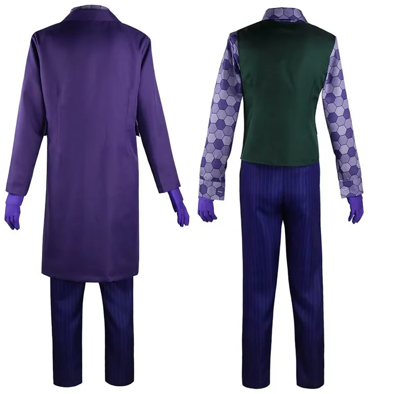 The Joker Cosplay Costume Clown full set Coat Shirt Vest Tie Suit