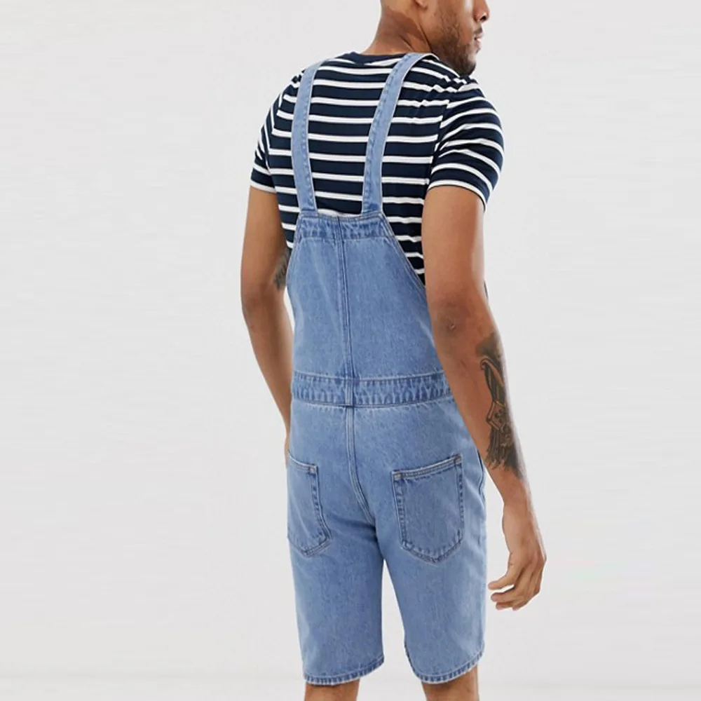 Mens Overalls Suspenders Denim Jeans Short Rompers Summer Streetwear Men Ripped Jeans Pantalones Vaqueros Hombre
