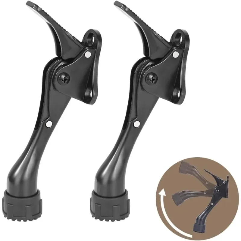 2pcs Adjustable Door Stopper Heavy Duty Mute Zinc Alloy Door Stops with Non-Slip Rubber Tip Hidden Wall Protector Hardware