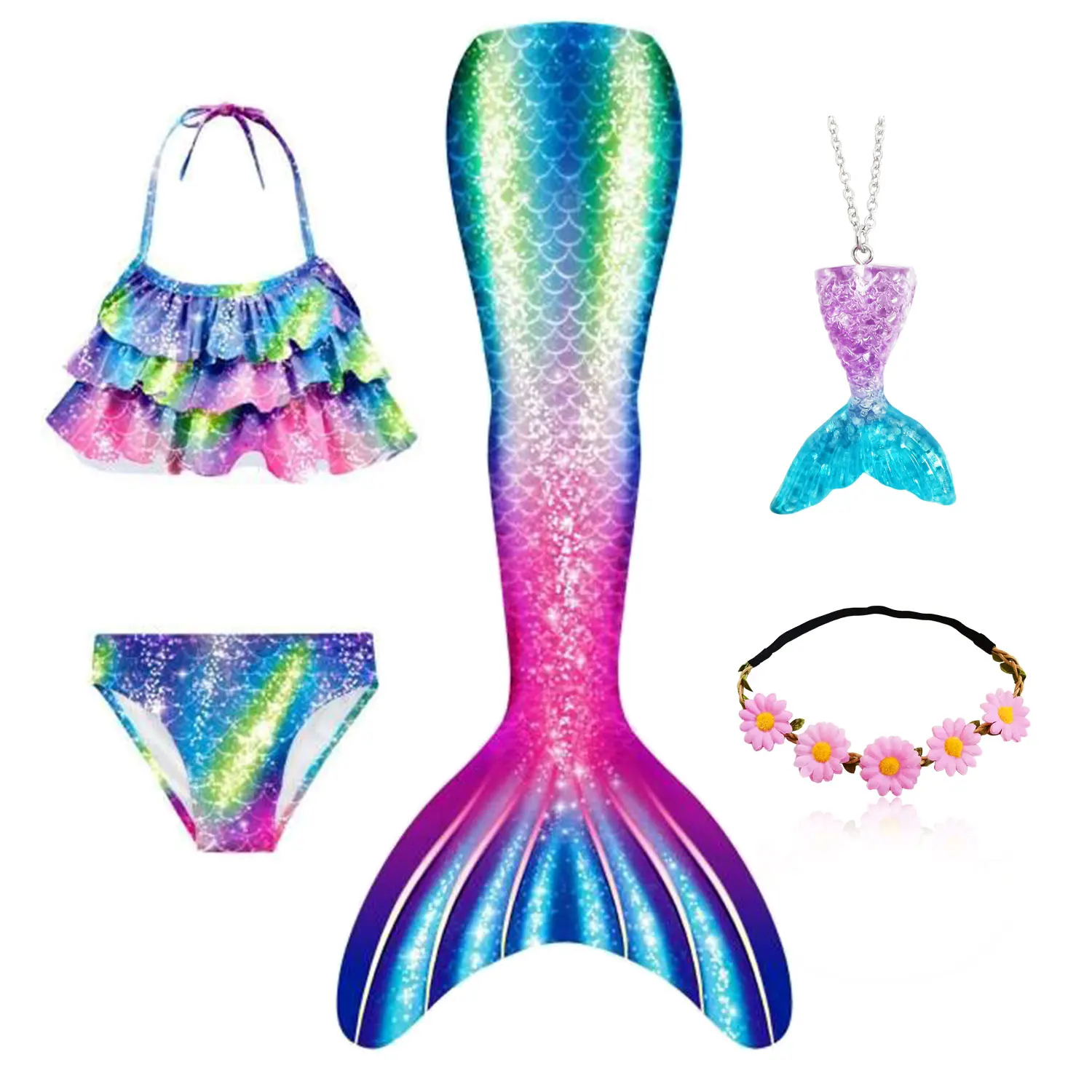 Girls Mermaid Tail Costumes Mermaid Tail Swimming Monofin Fin Kid Childrens Swim Costume Cosplay Birthday Gift cosplay costume mermaid costume
