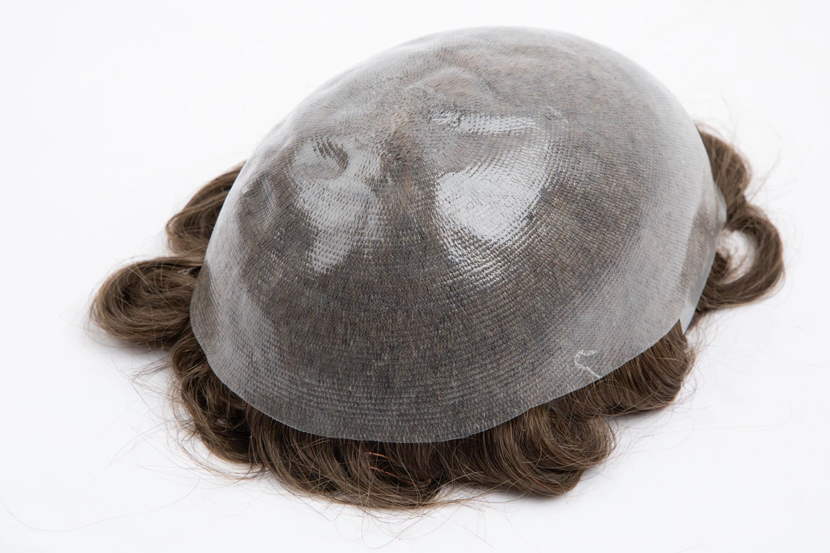 8inch Long Male Hair Prosthesis 0.08mm-0.1mm Injection Skin Toupee Wigs For Men Human Hair System Unit Capillary Prosthesis #240