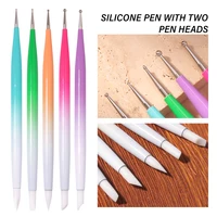 YIKOOLIN 5PCS Dual-Head Nail Art Silicone Brush Dotting Pen Set Nail Art Dotting Painting Tips Manicure Tools Brush Pen Art 2
