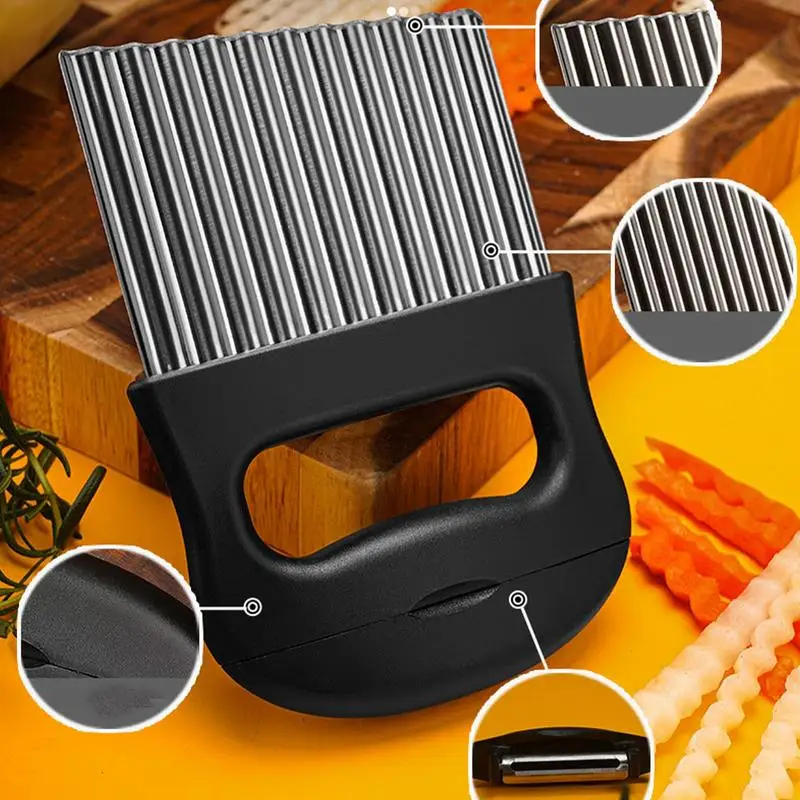 Stainless Steel Potato Chip Slicer Dough Vegetable Fruit Crinkle Wavy Slicer Knife Potato Cutter Chopper French Fry Maker Tools