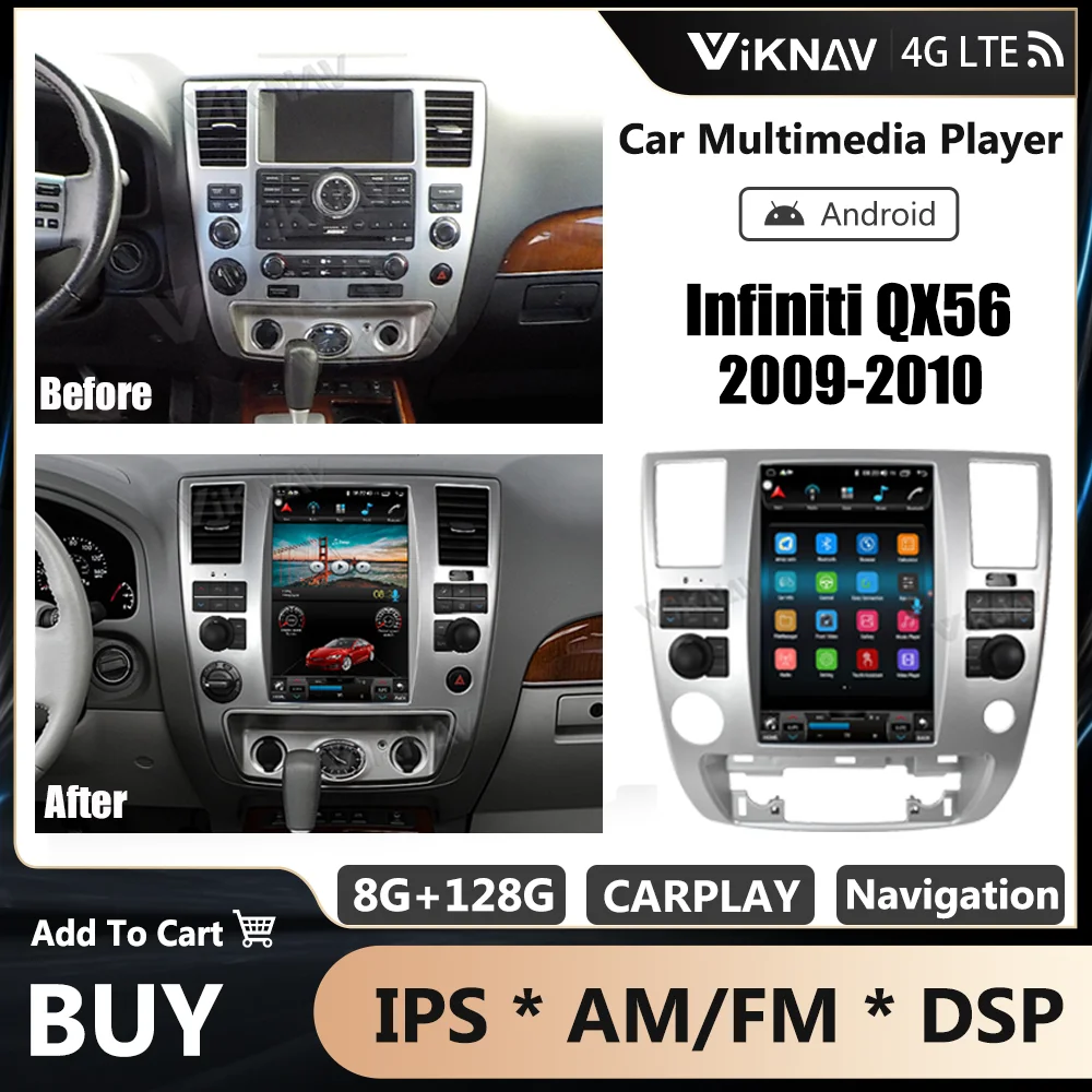 

Android Auto Stereo Car Radio For Nissan Armada Infiniti QX56 2009-2010 GPS Navigation Head Unit Multimedia Player Carplay