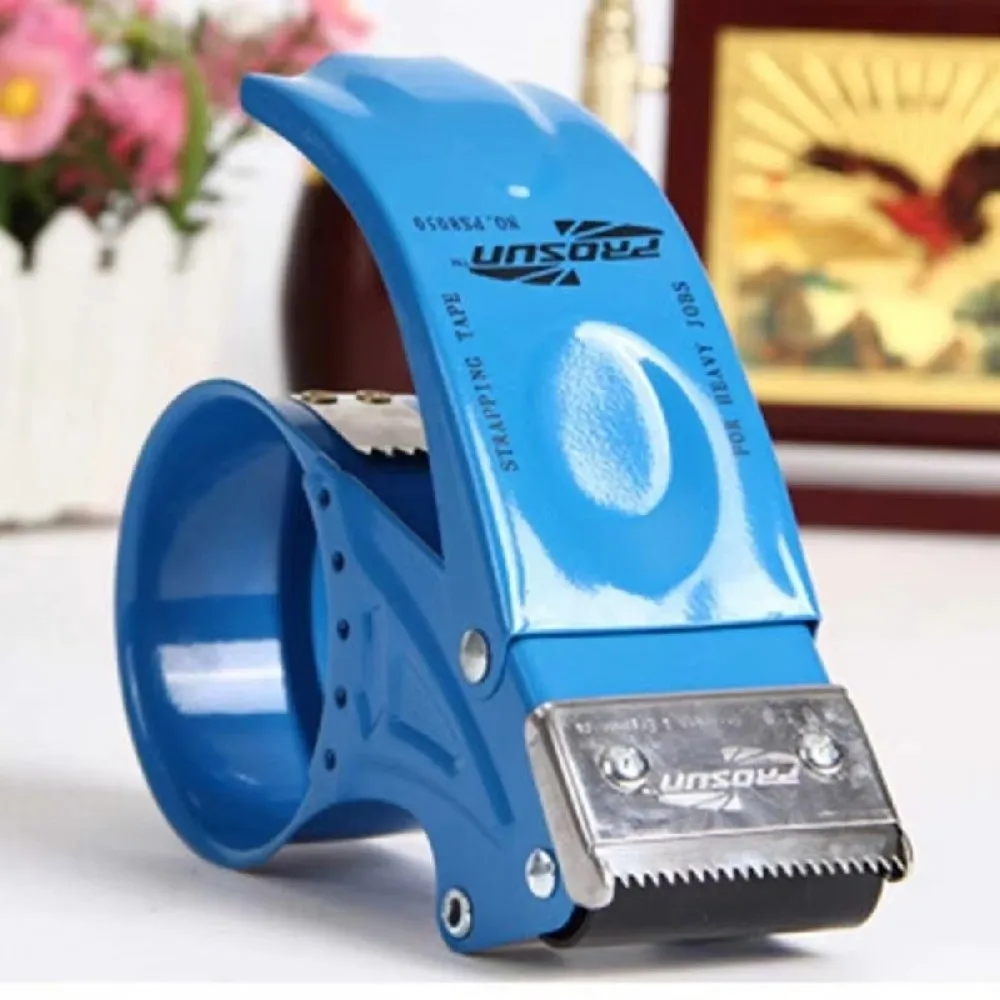 Dispenser di Nastro Adesivo Portatile con Taglierina Automatica da 5cm, Strumento per Imballaggio con Denti in Metallo, per Ufficio - immagine 2