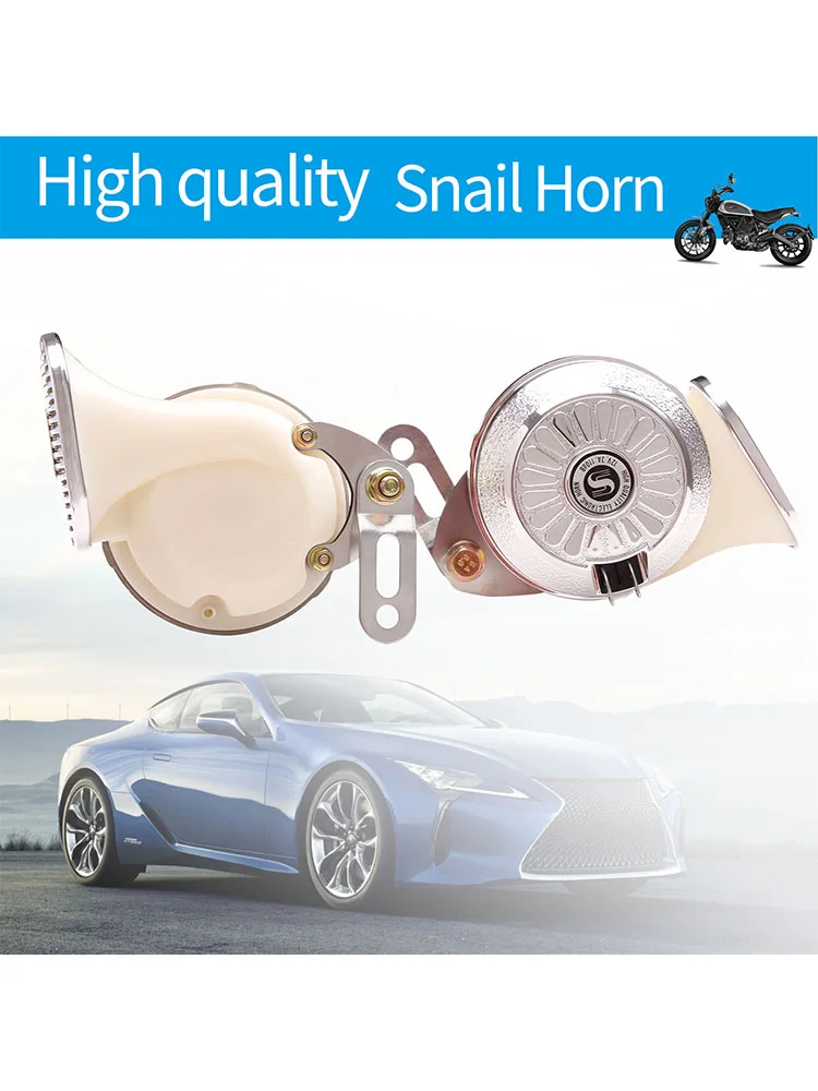 FARBIN 2Pcs/Kit 120db Snail Air Horn 12V Super Loud Three Tone Waterproof Car Horn For Truck Motorcycle Auto Accessory
