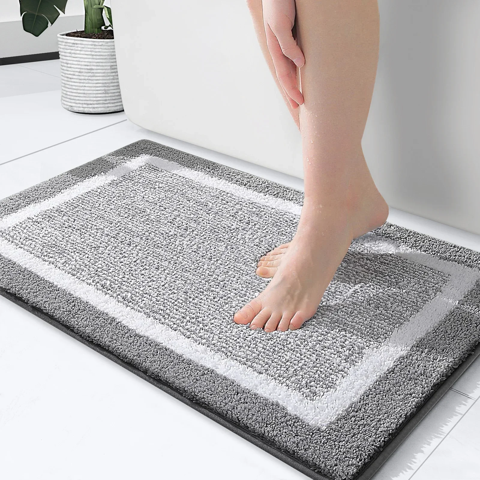 Large Bathroom Rugs Non Slip Bath Mats Bathroom Machine Washable Plush Carpet Room Floor Decor Absorbent Bath Rugs Shower