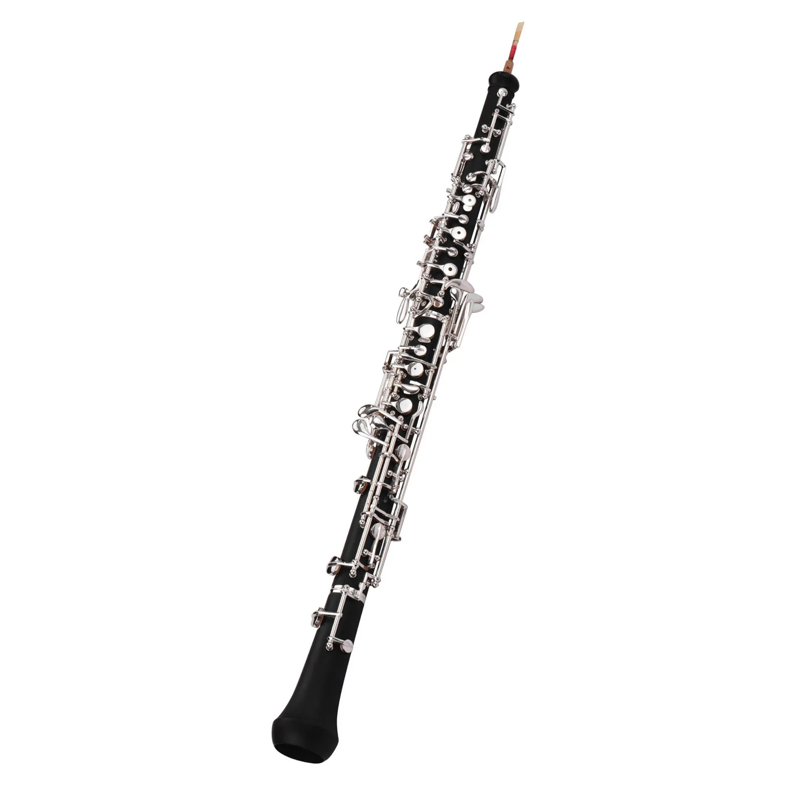 Professional Oboe C Key Semi-automatic Style Silver-plated Keys Woodwind Instrument with Oboe Reed Gloves Leather Case Carry Bag