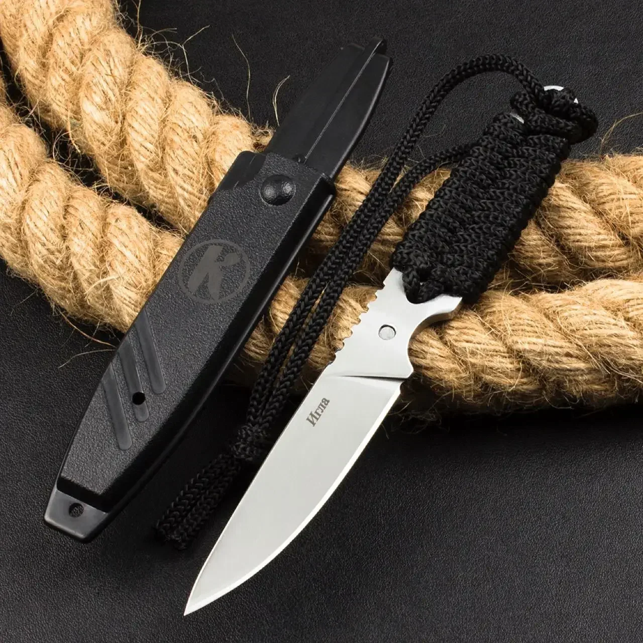 

New Russian Tactical Fixed Blade Knife Carbon Steel Blade Military Straight Knives Gift ABS Sheath Paracord Handle Combat Tools