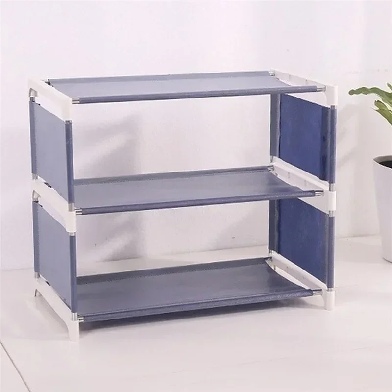 3/4 Layer Random Color Fabric Home Assembly Shoe Rack Living Room Bedroom Solid Color Simple Non-woven Fabric Shoe Storage Rack