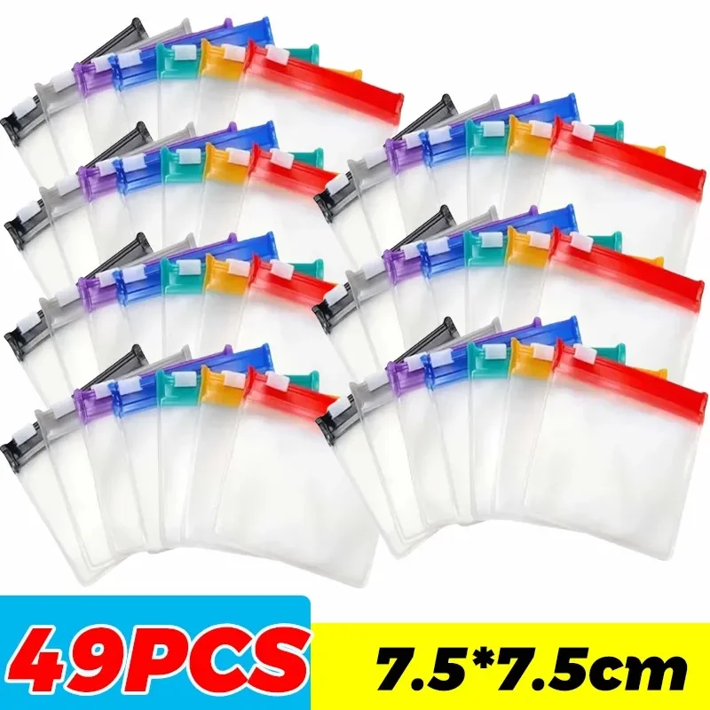 Compact Self-Sealing Zip Pouches - Colorful and Reusable Waterproof Storage Bags