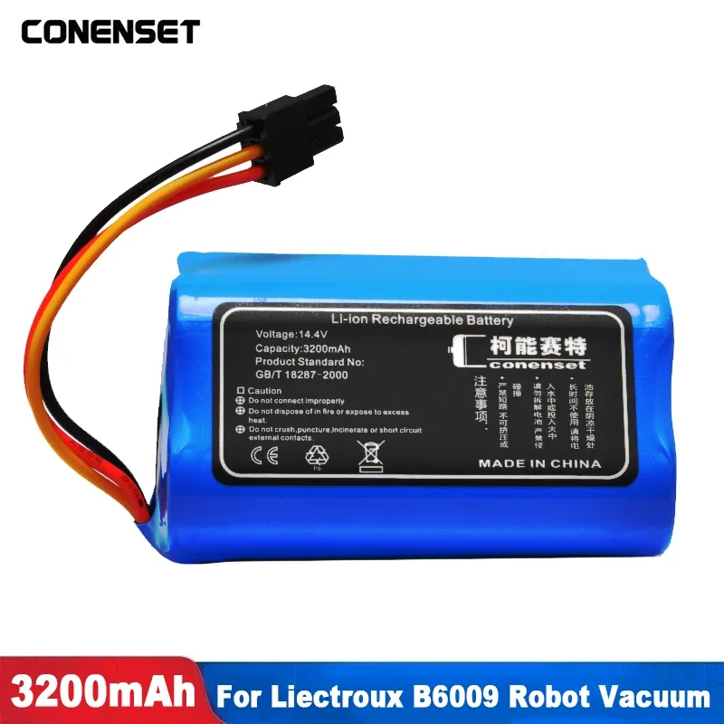 Bateria de Substituição para Liectroux B6009 Robótica Aspirador de pó Acessórios de Peças de Reposição 14.4v 3200mah