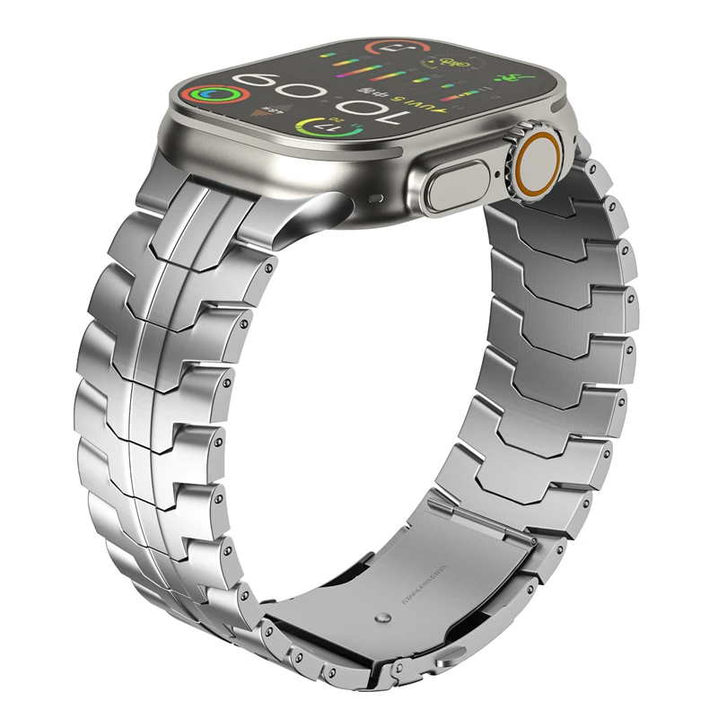 Titanium Stainless Steel Watch Band - Elegant Metal Bracelet in Titanium Color