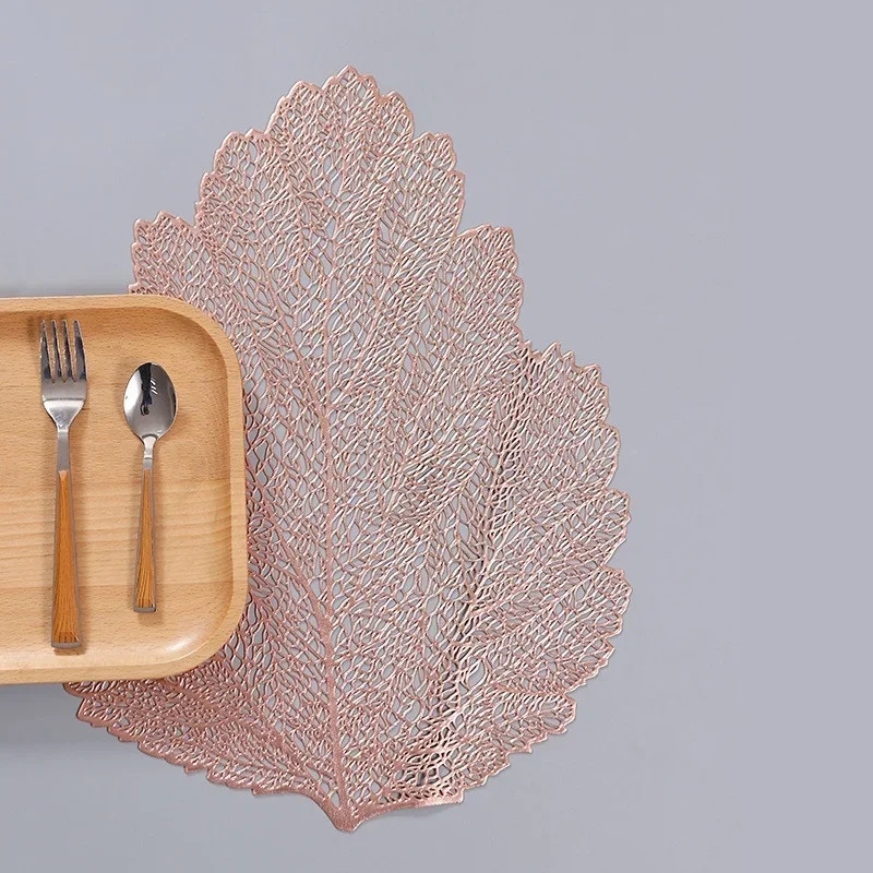 Placemat For Dining Table Coasters Leaf Simulation Plant Cup PVC Coffee Table Mats Kitchen Christmas Home Decoration