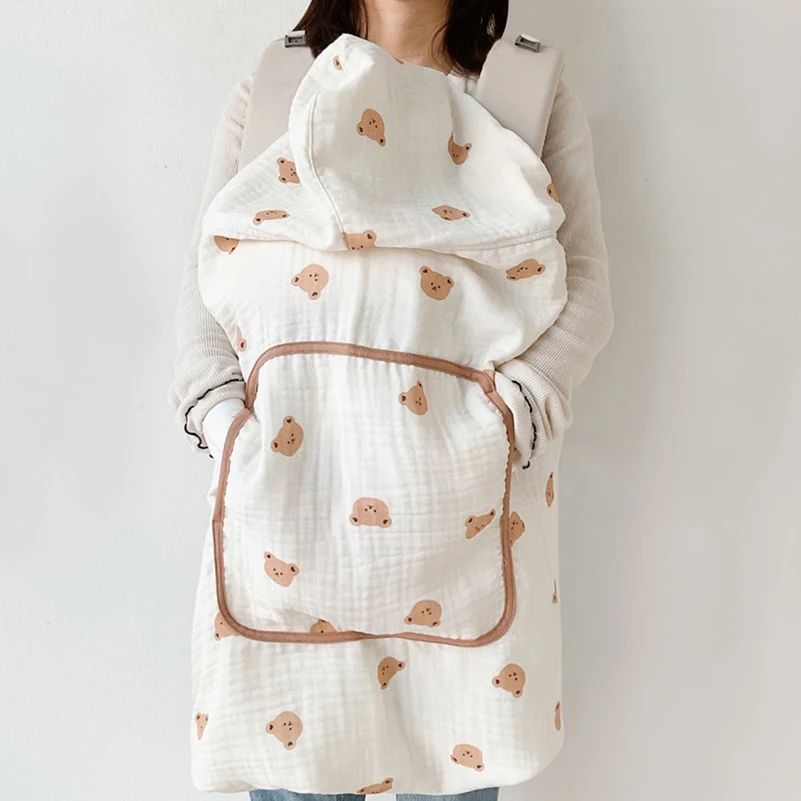 Bear Swaddle Towel, Windproof Multifunctional Baby Blanket, Soft Cotton Poncho Hooded Bath Towel, Stroller Blanket 3