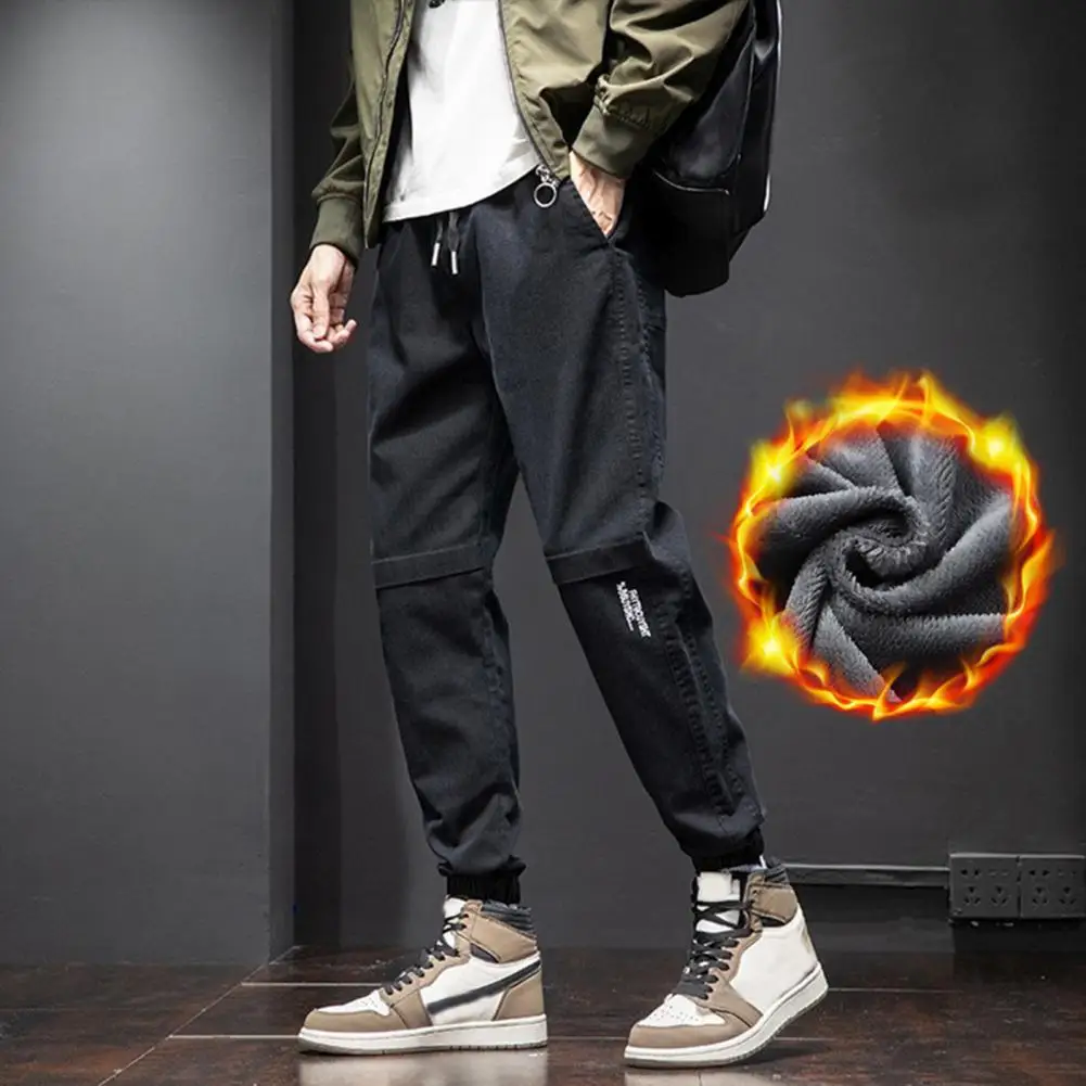 

Casual Pants Men Fashion Joggers Korean Harem Pants Male Solid Color Cargo Pants Fleece Lined Sweatpants pantalones hombre