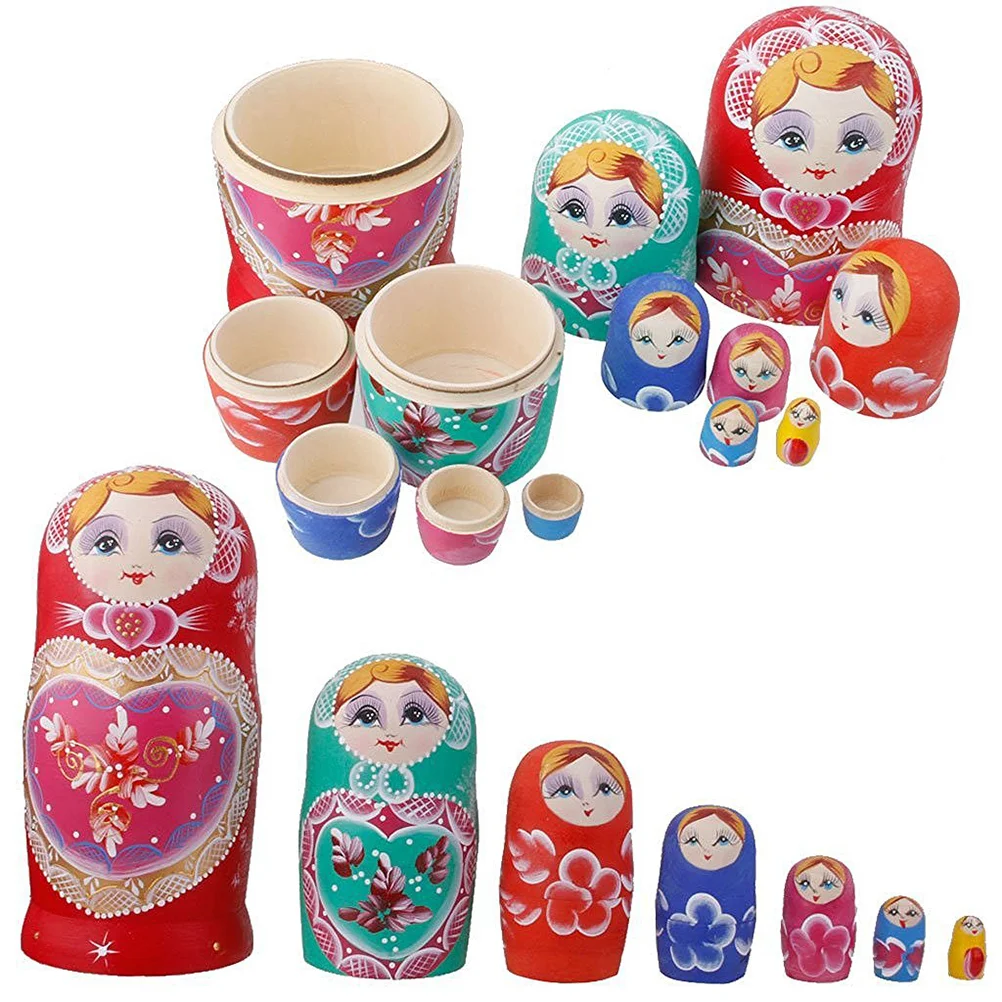 

Set of Wooden Handmade Traditional Russian Dolls Matryoshka Kids Children Birthday Christmas Gifts Toy