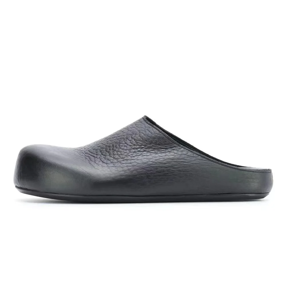 

New Summer Handmade Half Slippers Men Trend Black Men's Genuine Leather Roman Sandals 2023 Fashion Casual Women's Flats Shoes