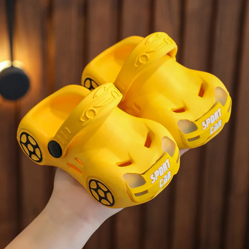EVA Kids Sandals New Summer Luminous Cartoon Car Outdoor Toddler Shoes Cute Boys Girls Soft Bottom Sandals Slippers Beach Shoes