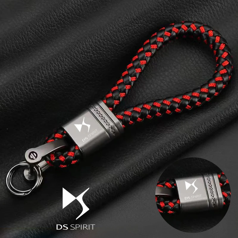 

For DS SPIRIT DS3 DS4 DS4S DS5 DS 5LS DS6 Car Accessories Custom LOGO Braided Rope Keyring Metal Keychain