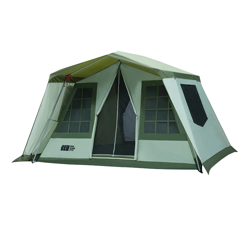 

Outdoor Exquisite Light Luxury Camping Cabin V Shape Big Camping Tent Family Glamping Tents luxury