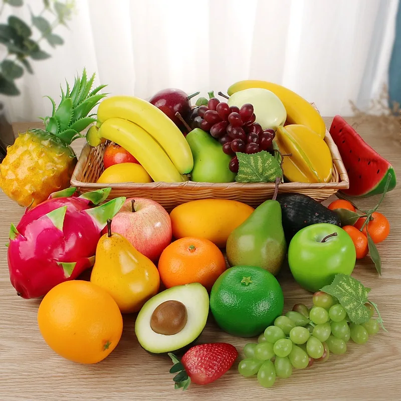 Apple Lemon Peach Strawberry Orange Plastic Artificial Fruit for Home Decor Accessories Photography Props Festive Party Supplies for artificial fruits and vegetables