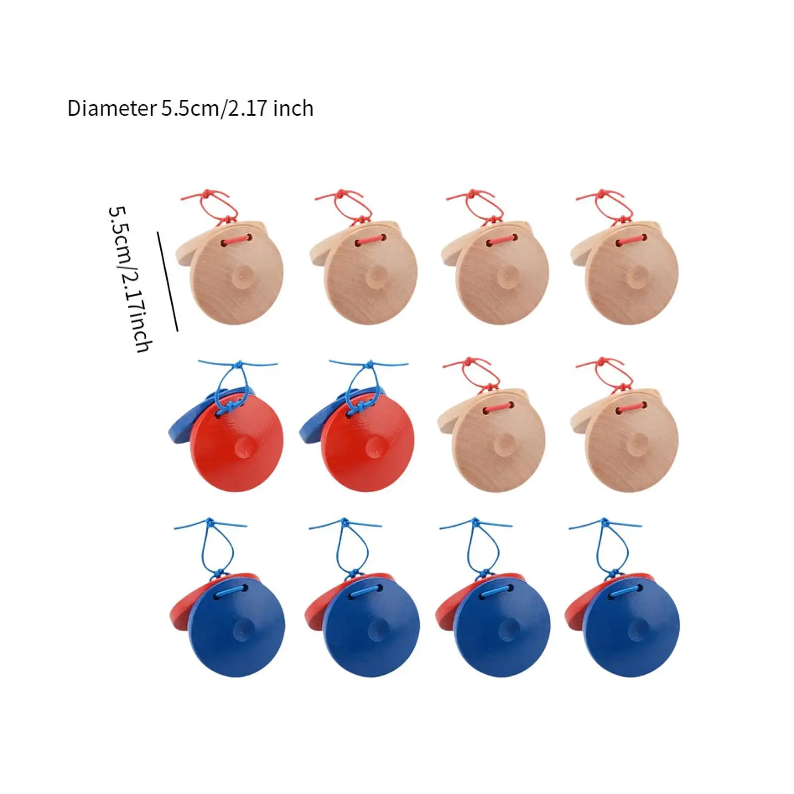 12x Percussion Instrument Set Finger Castanets for Party Toddlers Girls Boys